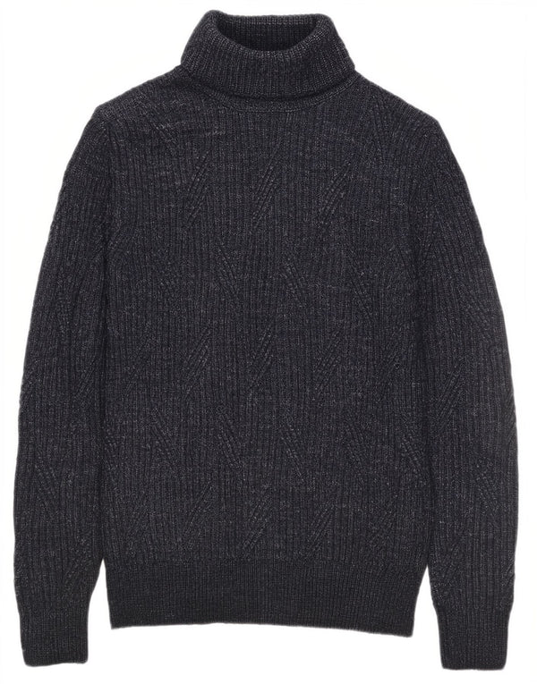 Maglione maglione a collo alto da uomo Marks & Spencer medio blu navy screziato