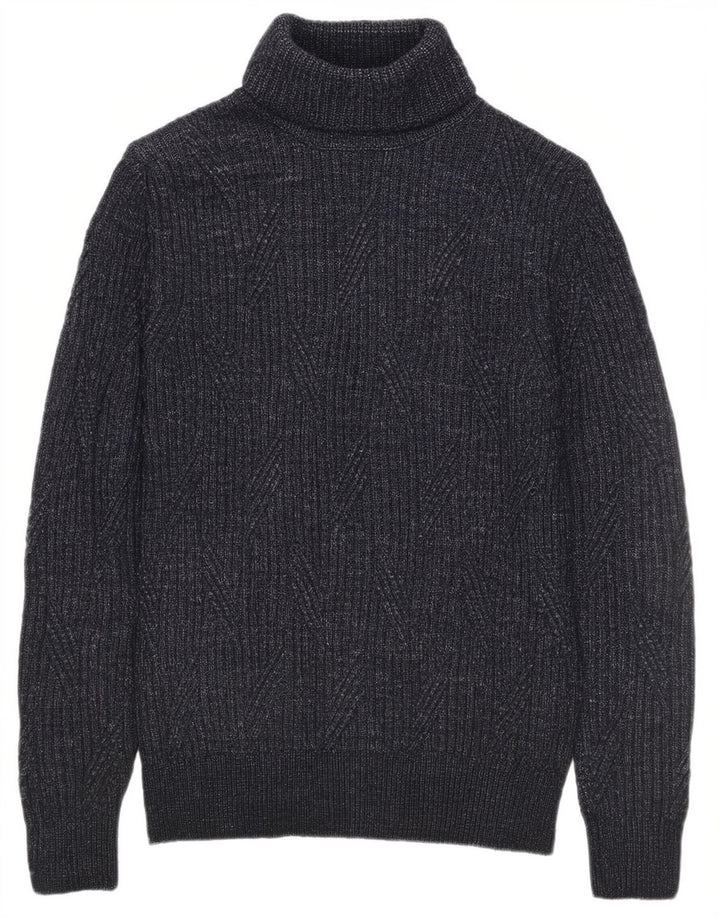 Maglione maglione a collo alto da uomo Marks & Spencer medio blu navy screziato