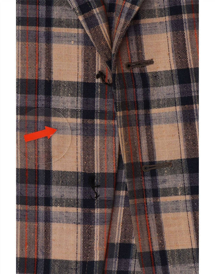Giacca blazer aperta da uomo vintage IT 46 piccolo motivo a quadri multicolore