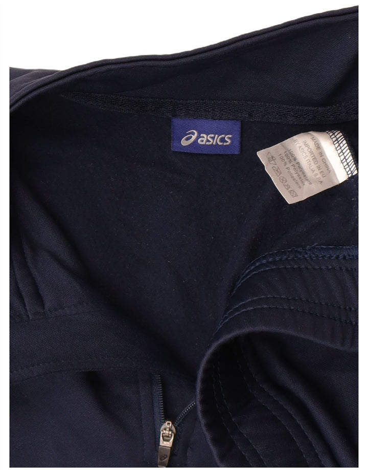 Maglietta Asics da ragazzo con zip e collo pullover, 13-14 anni, in poliestere blu navy