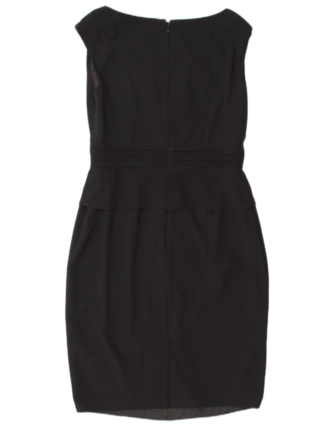 JACQUES VERT Abito peplo senza maniche da donna UK 12 Poliestere nero medio