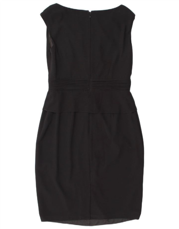 JACQUES VERT Abito peplo senza maniche da donna UK 12 Poliestere nero medio