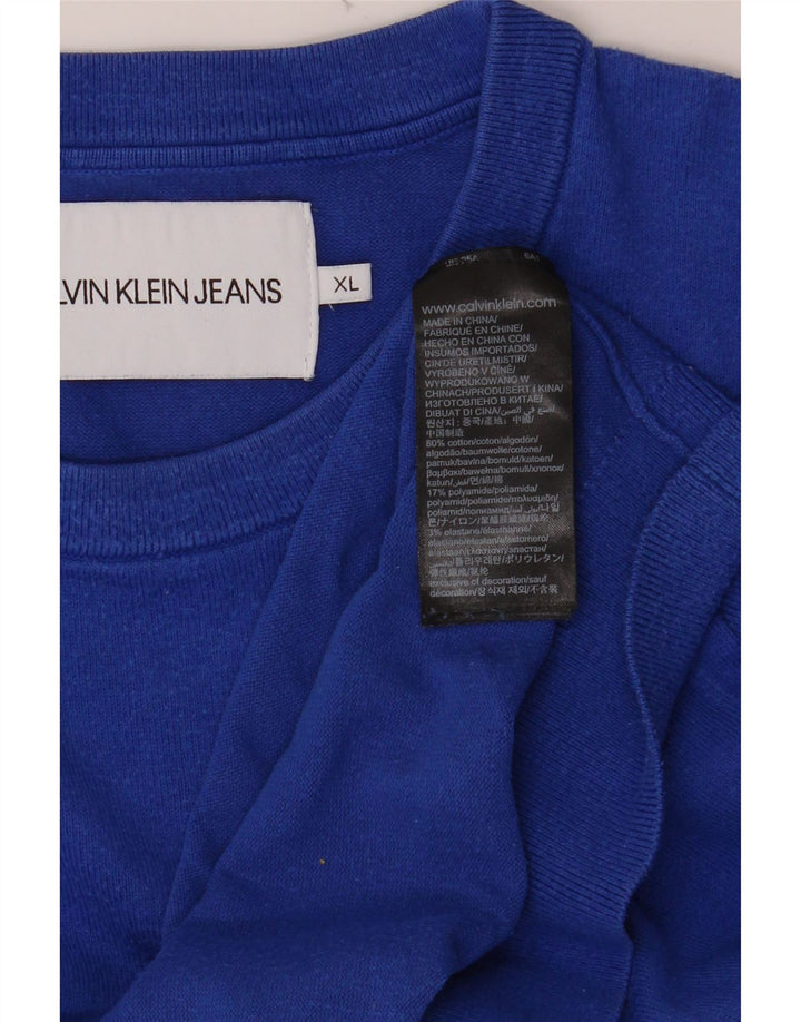 CALVIN KLEIN JEANS Maglione maglione girocollo da uomo XL cotone blu