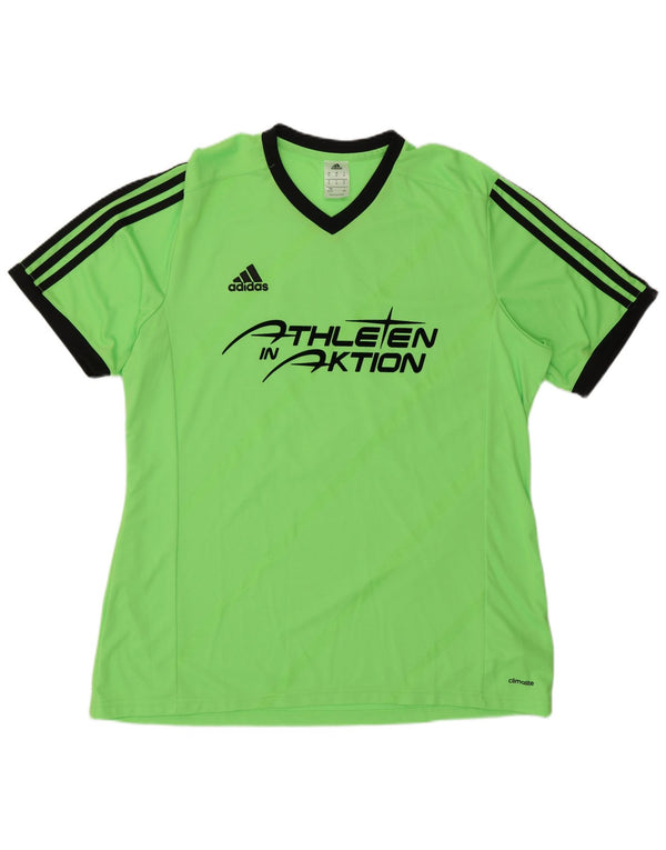 Adidas Uomo Climalite Graphic T-shirt Top XL Verde Colourblock Poliestere