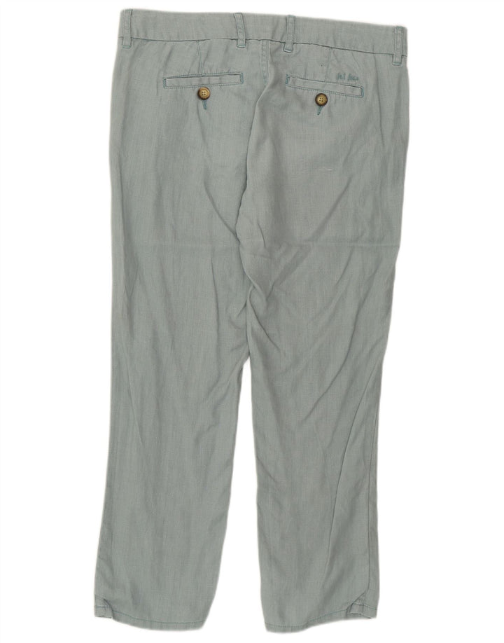 FAT FACE Pantaloni casual dritti da donna UK 10 Small W32 L25 Lino verde