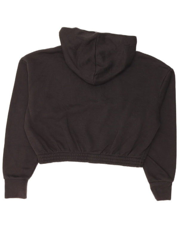 Felpa con cappuccio grafica corta Nike da donna UK 14 cotone nero medio