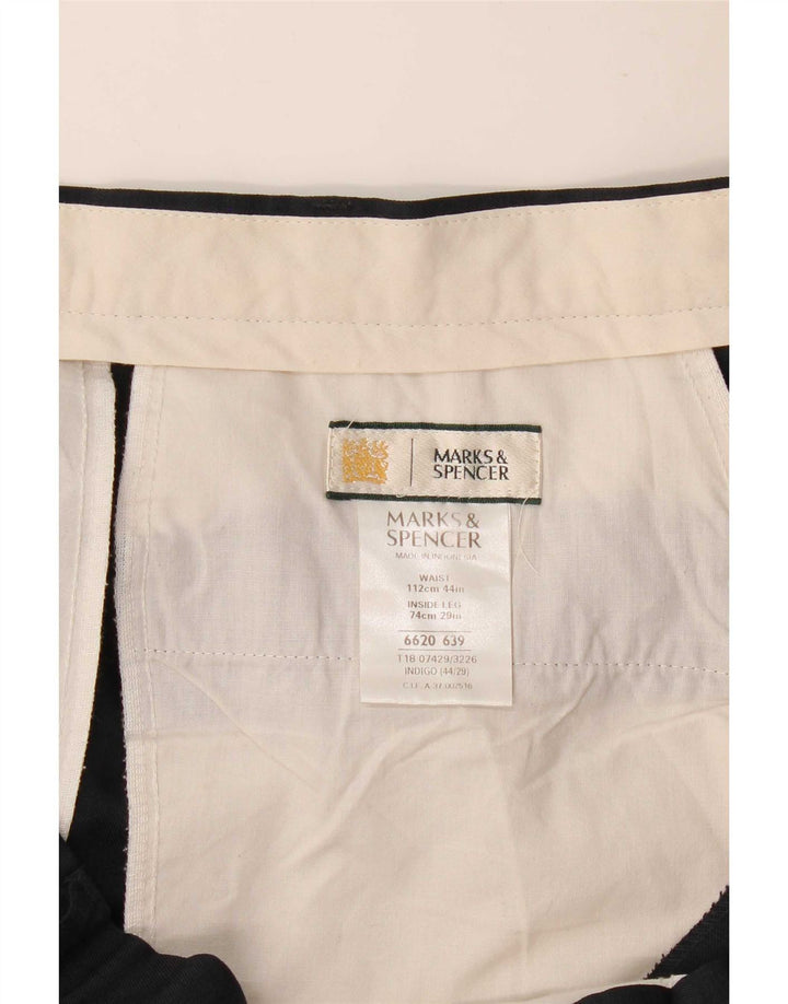 Pantaloni da abito con pegging da uomo Marks & Spencer W44 L29 poliestere blu navy