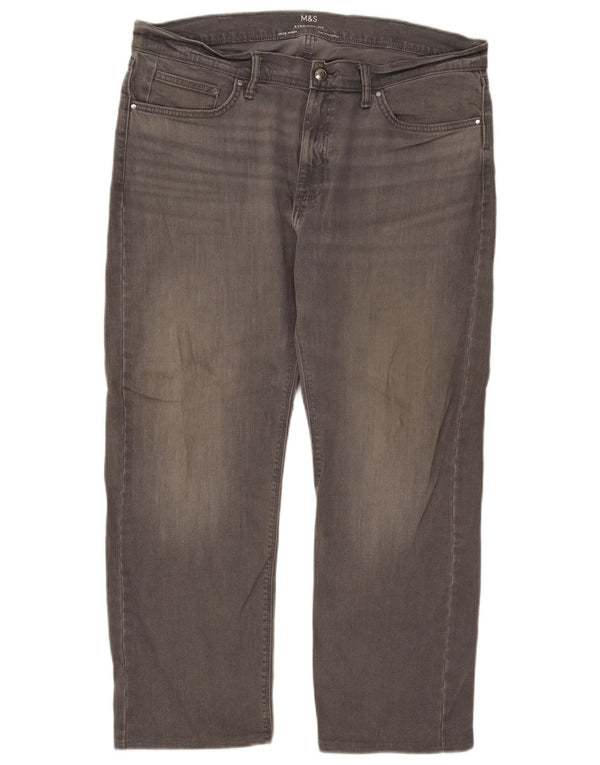 Marks & Spencer Mens Mid Rise Straight Jeans W38 L26 Grey Cotton