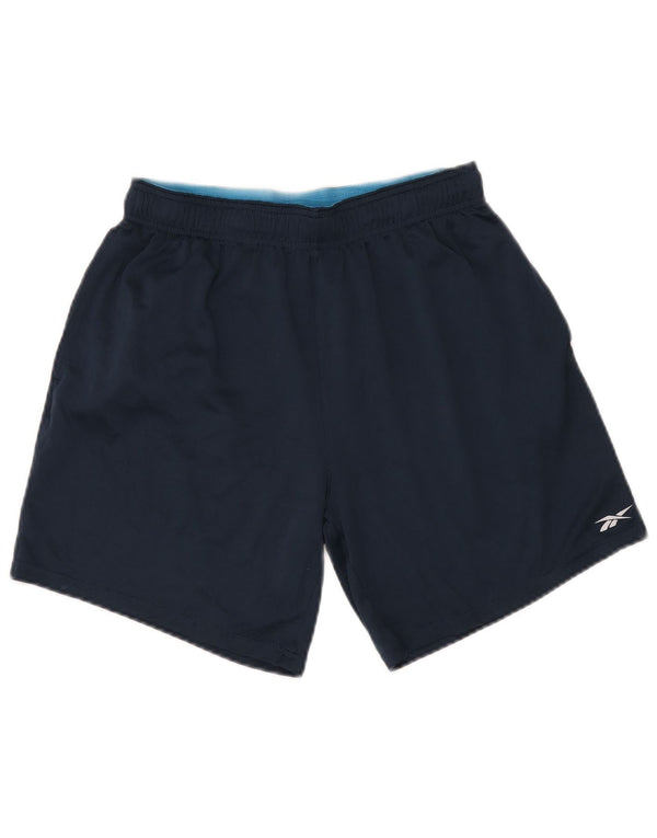 Pantaloncini sportivi da uomo Reebok medio blu navy in poliestere