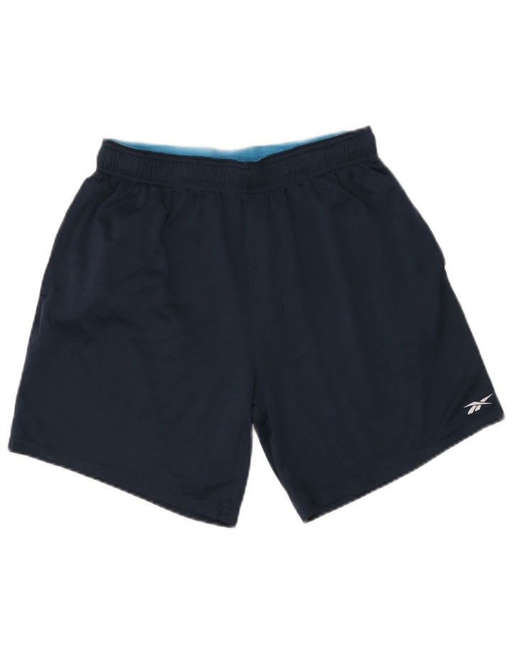 Pantaloncini sportivi da uomo Reebok medio blu navy in poliestere
