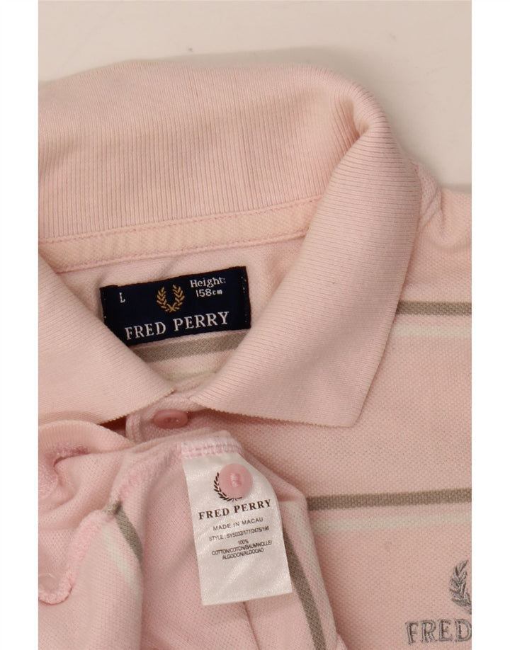 Polo Fred Perry da bambino 12-13 anni in cotone a righe grandi rosa