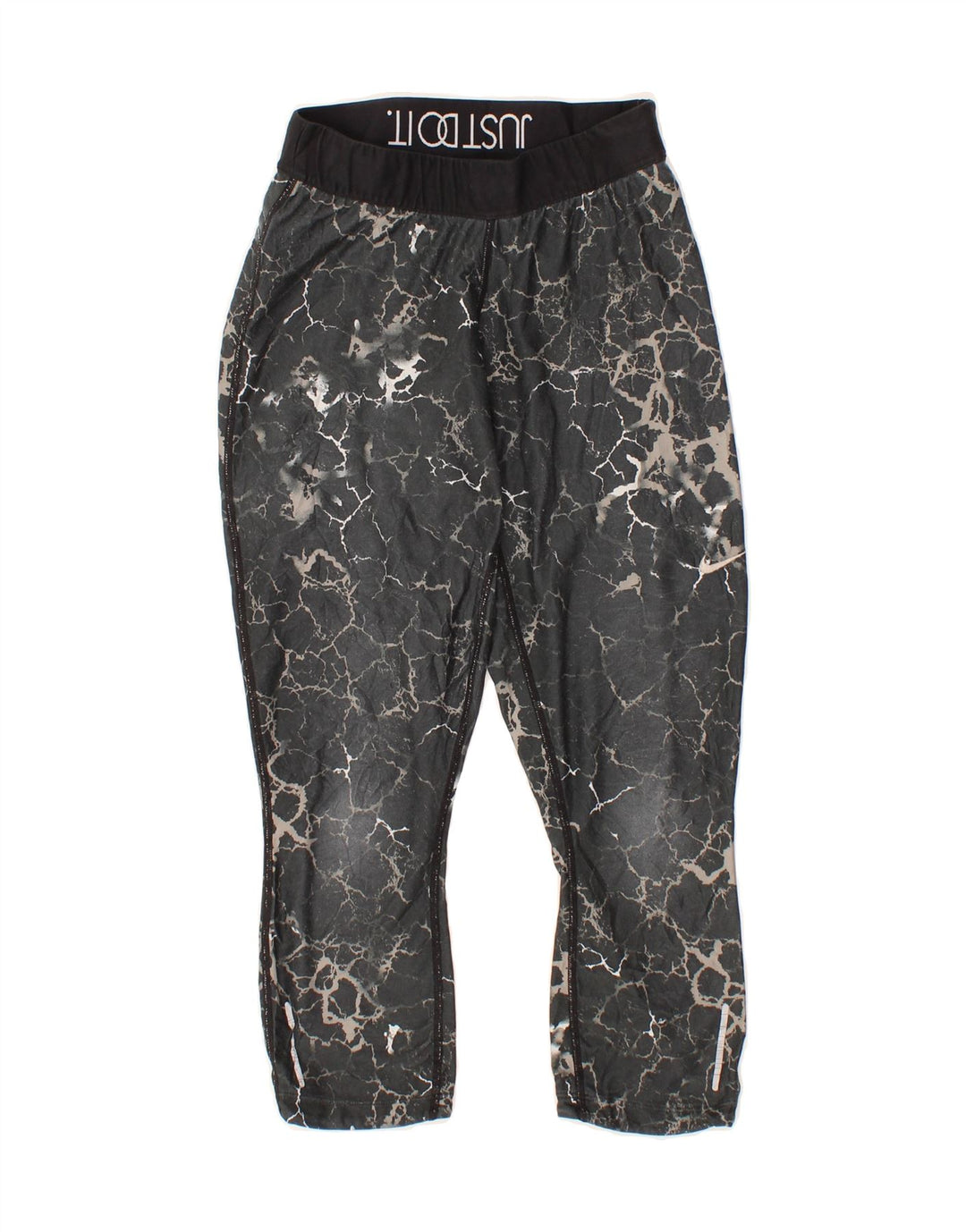 NIKE Womens Abstract Pattern Capri Leggings UK 8 Small  Grey Polyester Vintage Nike and Second-Hand Nike from Messina Hembry 