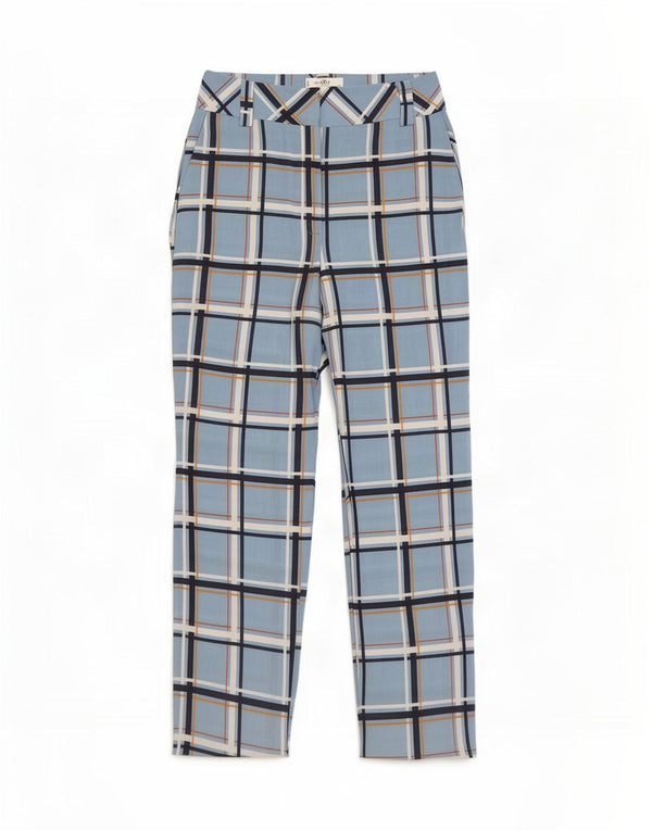 Pantaloni chino dritti da donna Topshop UK 10 piccoli W30 L30 quadri blu