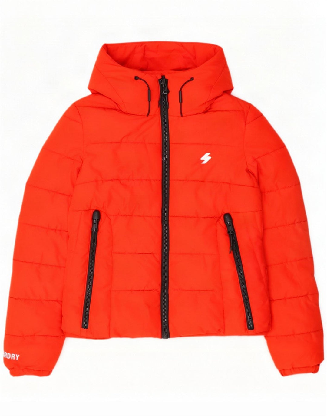 Giacca imbottita con cappuccio da donna Superdry UK 6 XS Rosso Poliestere