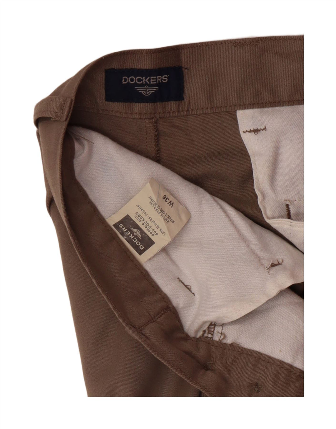 DOCKERS Pantaloncini chino con pegging da uomo W36 Large Marrone Poliestere