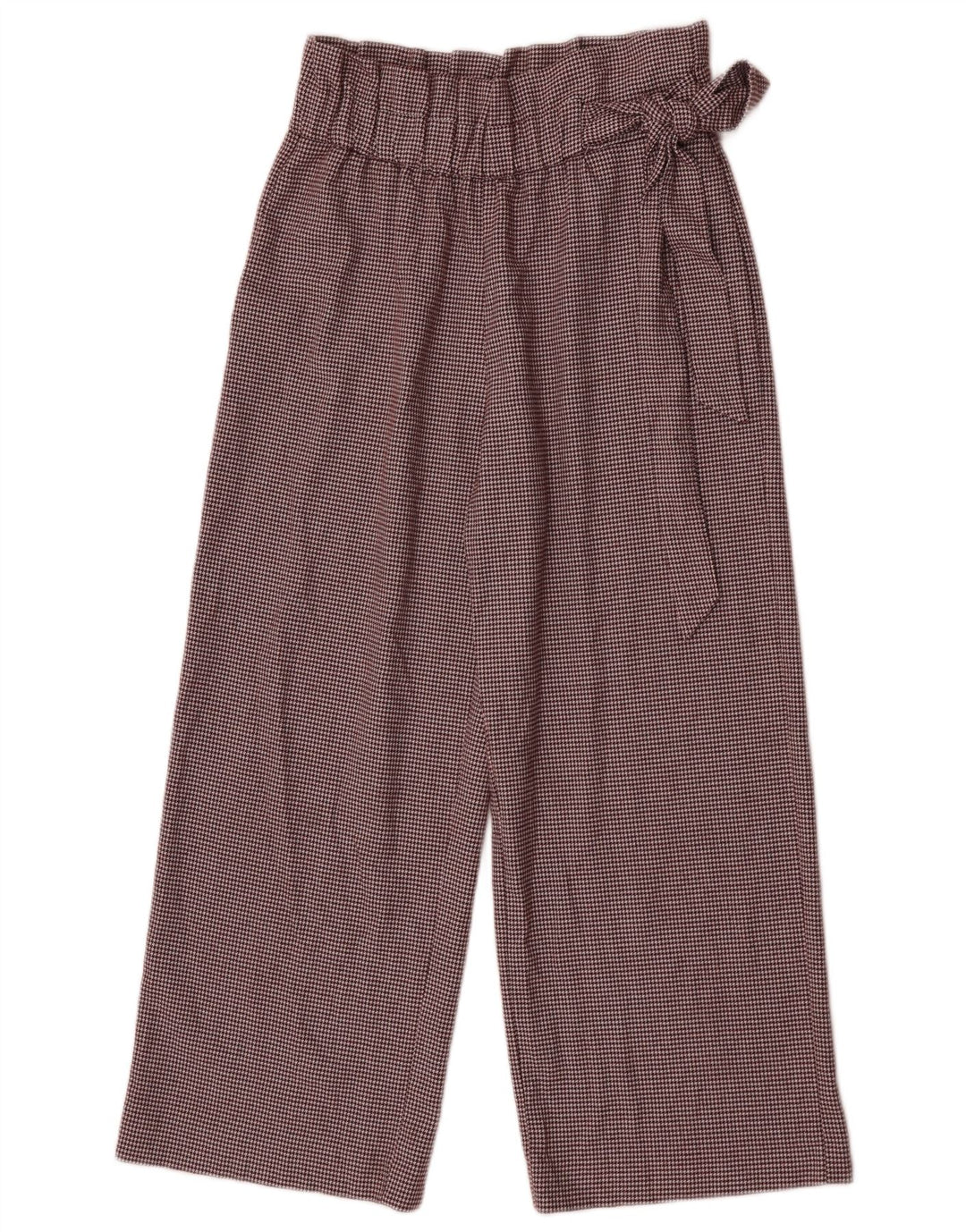 Pantaloni Capri a vita alta da donna Zara piccoli W26 L23 poliestere a quadri marroni