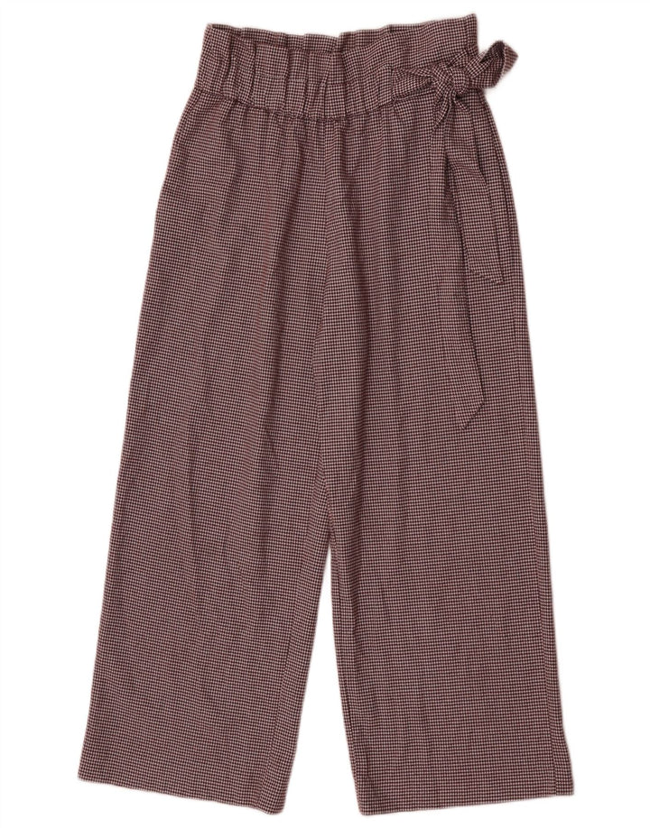 Pantaloni Capri a vita alta da donna Zara piccoli W26 L23 poliestere a quadri marroni