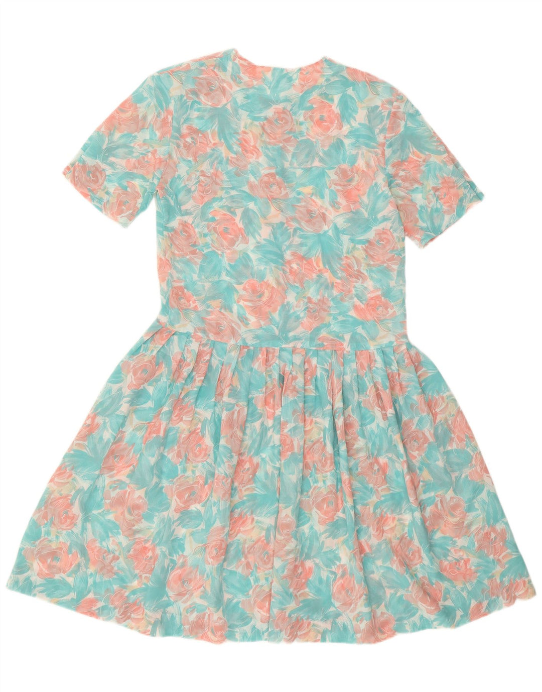 Abito scampanato da donna Eastex UK 12 Poliestere floreale turchese medio