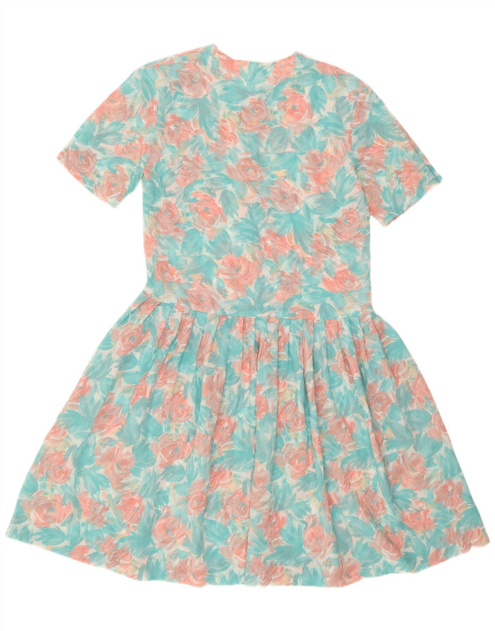 Abito scampanato da donna Eastex UK 12 Poliestere floreale turchese medio