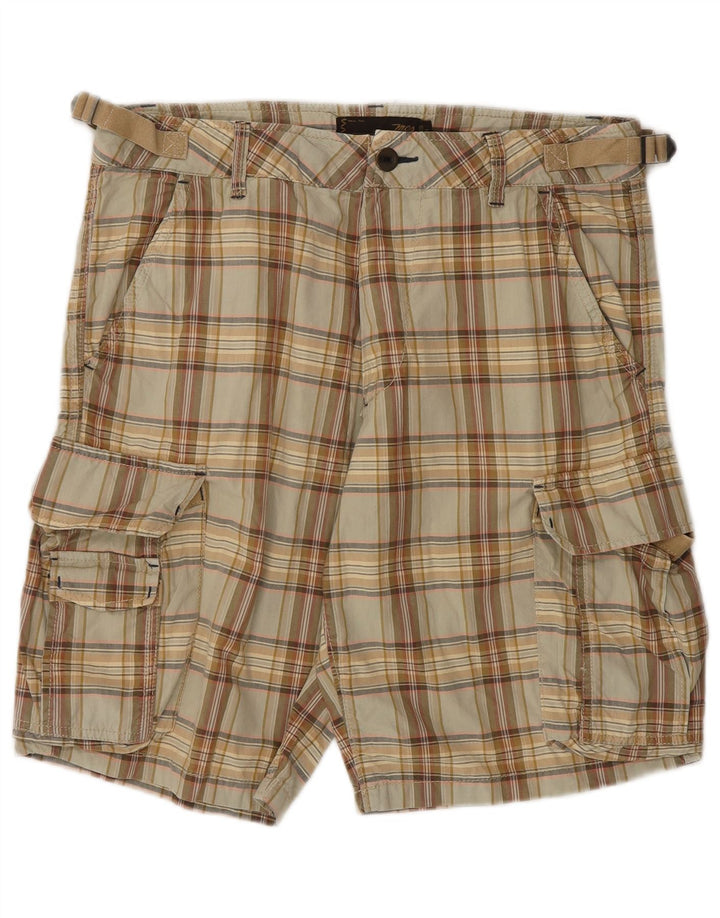 Pantaloncini cargo da uomo Marlboro Classics W31 Cotone a quadri beige medio