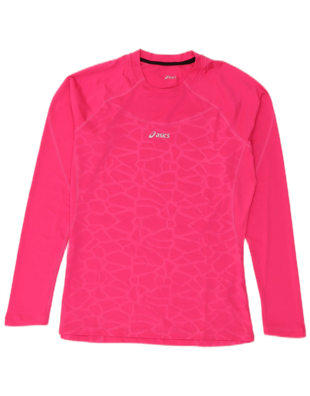 Asics Maglia a maniche lunghe da donna UK 14 Poliestere geometrico rosa medio
