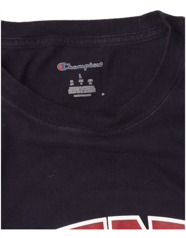 Champion Mens Penn Graphic Top Long Sleeve Large Navy Blue