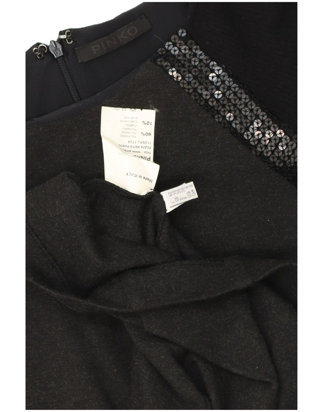 Abito aderente a maniche lunghe da donna Pinko UK 10 piccolo poliestere grigio
