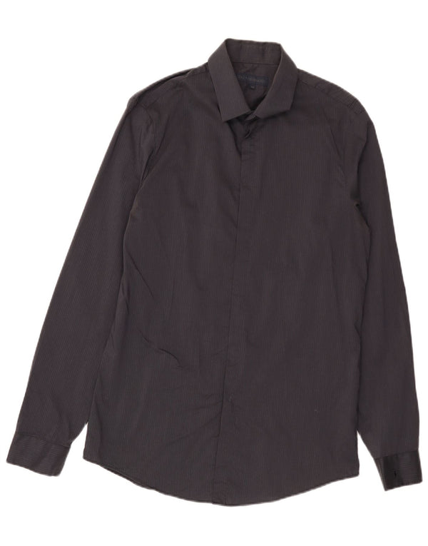 Camicia Trussardi Uomo Taglia 41 Media Cotone Gessato Nero