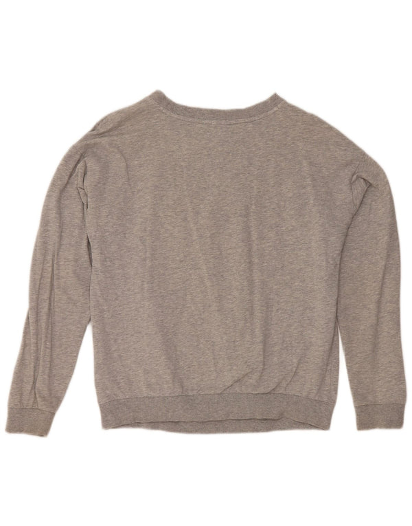Felpa oversize con grafica Adidas da donna, maglione UK 8, piccolo cotone grigio