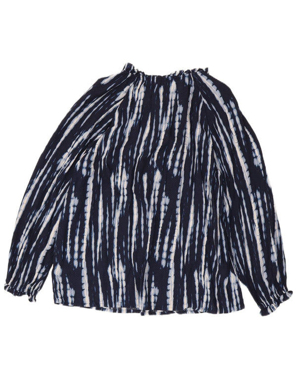 Monsoon Camicetta da donna con motivo astratto Top UK 14 Large in viscosa blu navy