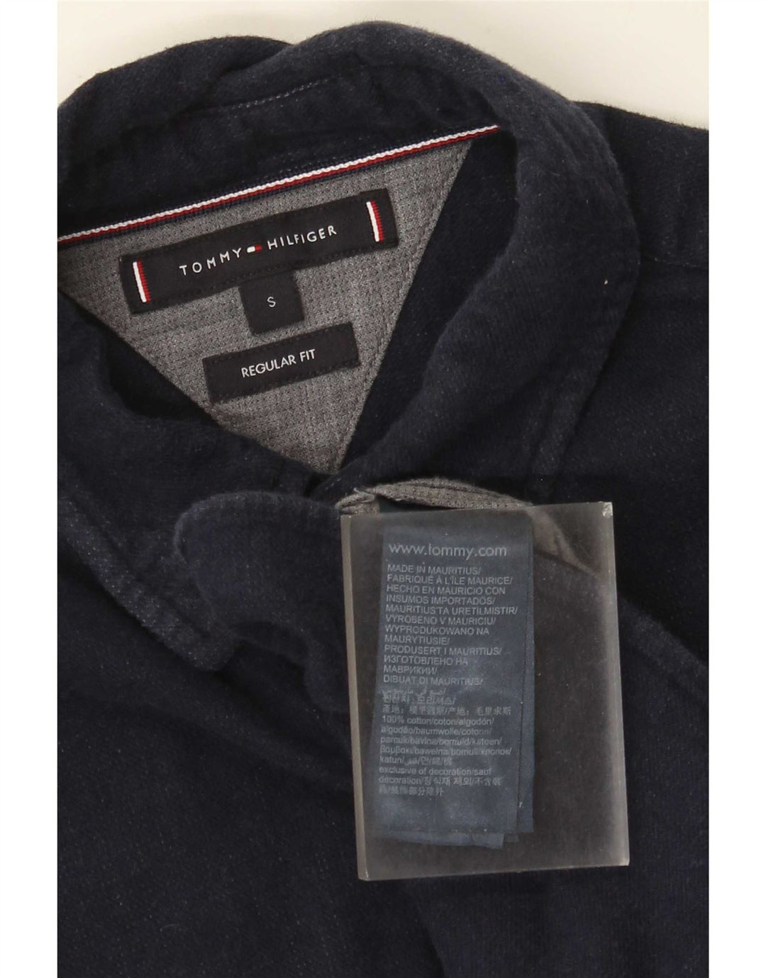 Tommy Hilfiger Camicia da uomo in flanella vestibilità regolare piccola in cotone blu navy