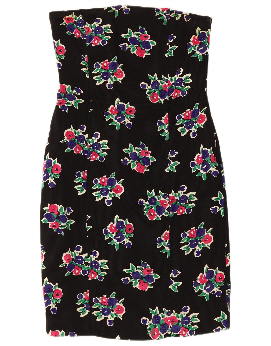 Abito senza spalline da donna Max Mara UK 12 Cotone floreale nero medio