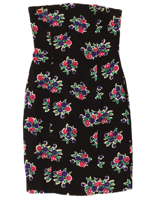 Abito senza spalline da donna Max Mara UK 12 Cotone floreale nero medio
