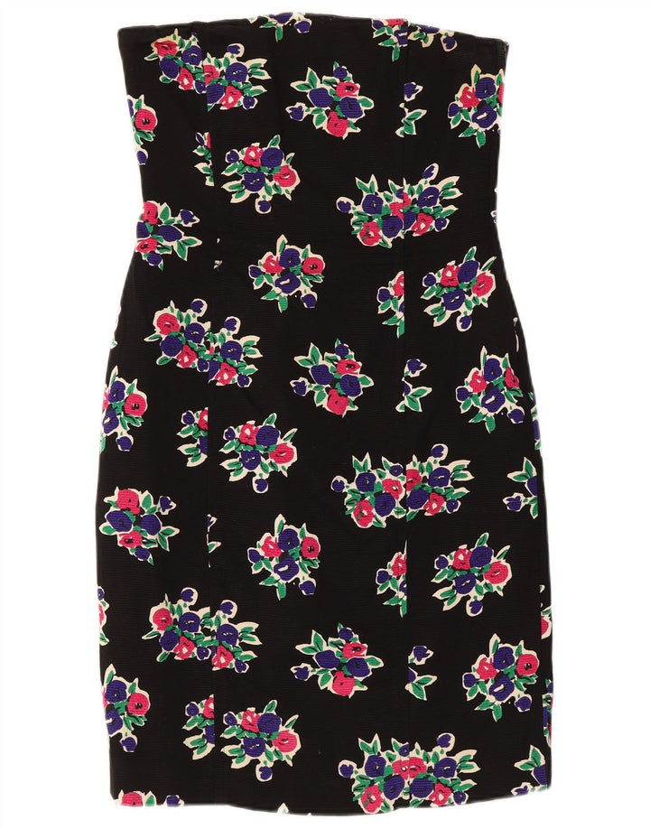 Abito senza spalline da donna Max Mara UK 12 Cotone floreale nero medio