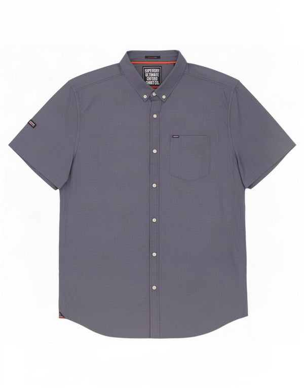 Camicia da uomo a maniche corte Regular Fit Superdry 2XL in cotone blu