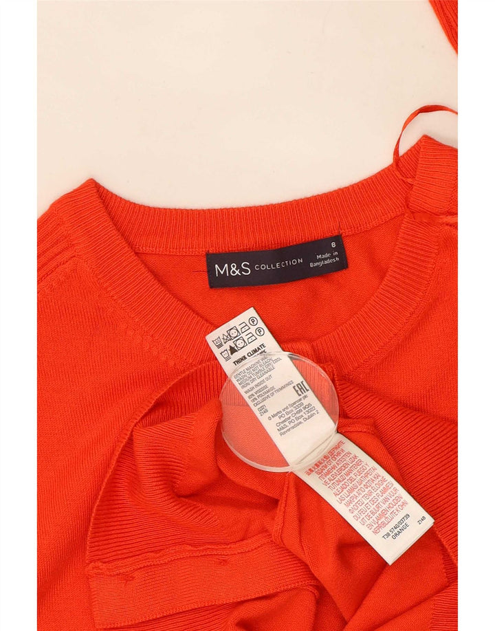 Maglione cardigan corto da donna Marks & Spencer UK 8 piccolo viscosa arancione