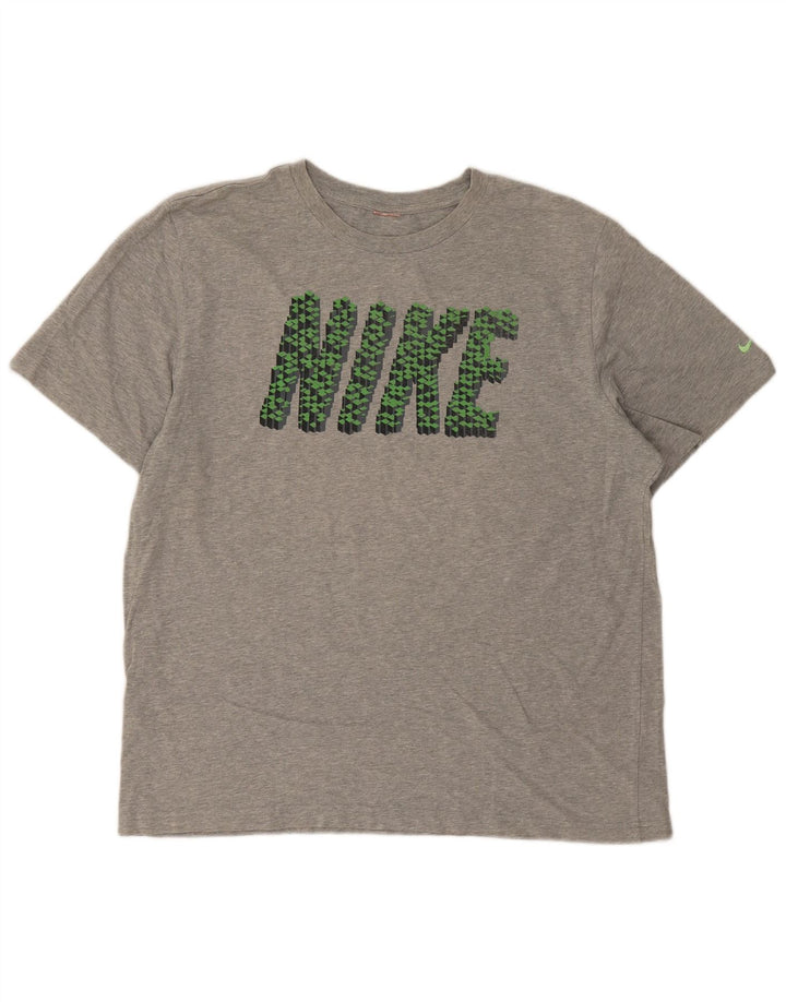 T-shirt grafica da uomo Nike Top grande grigia screziata