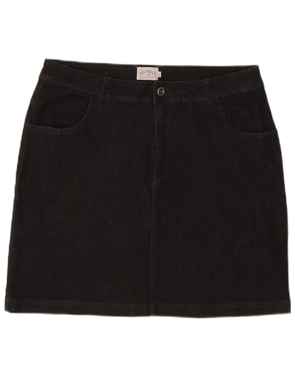 Mini gonna di jeans da donna Saltrock UK 16 grande W34 cotone nero