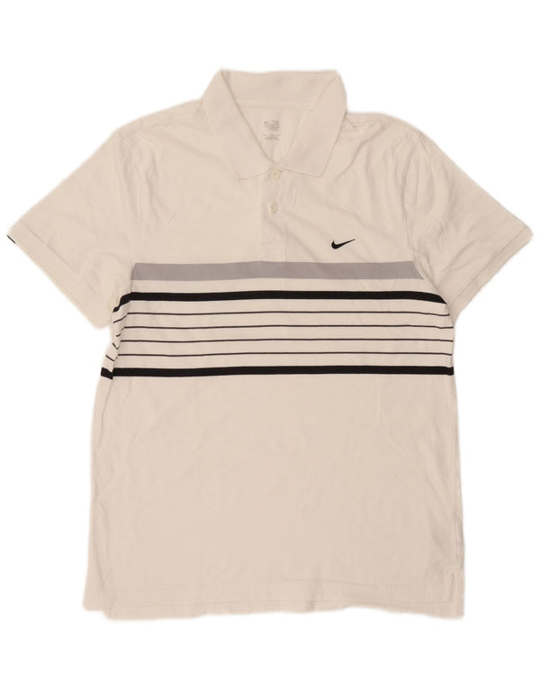 Polo Nike da uomo in cotone a righe grandi bianche