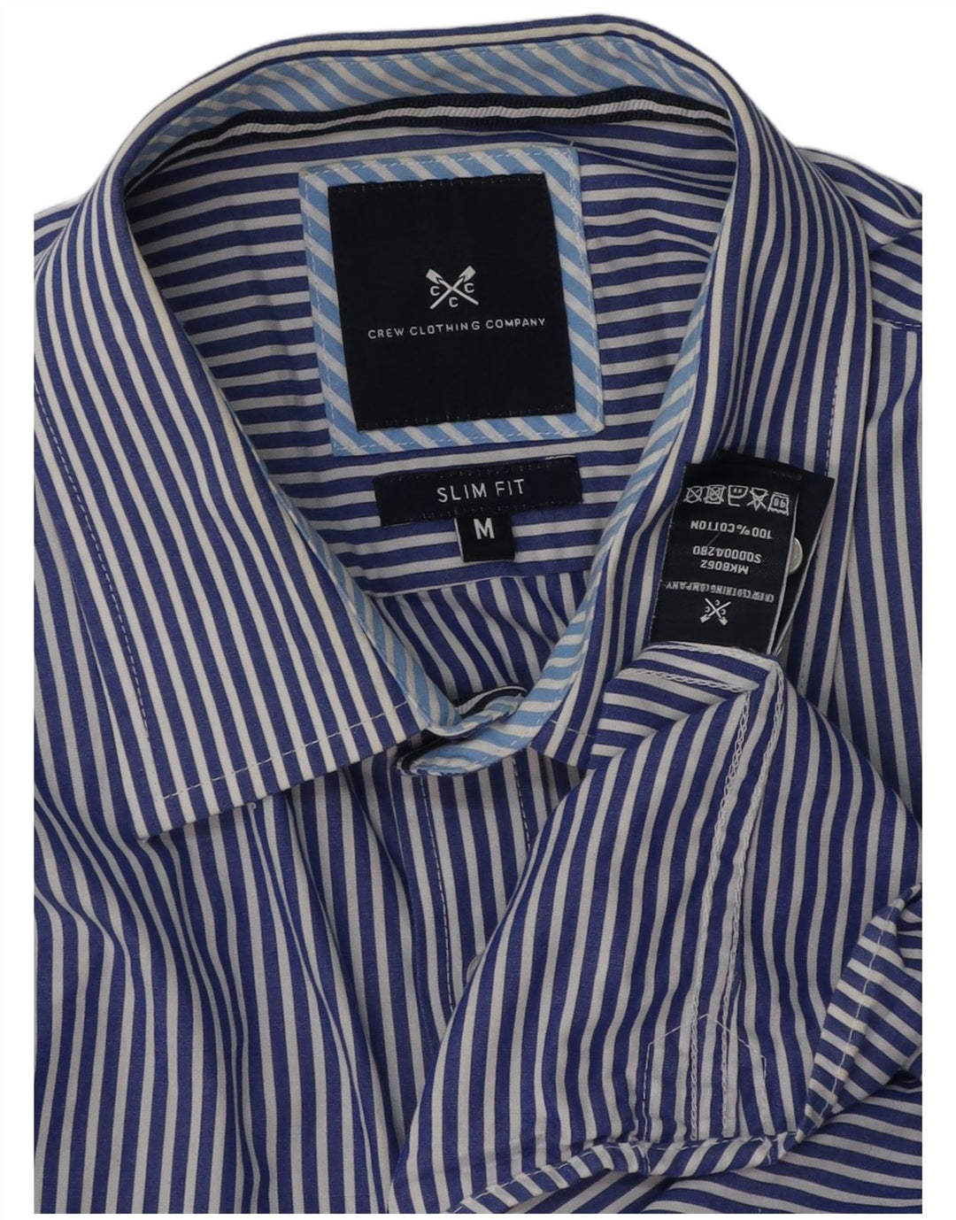 Crew Clothing Camicia slim fit da uomo in cotone gessato blu medio