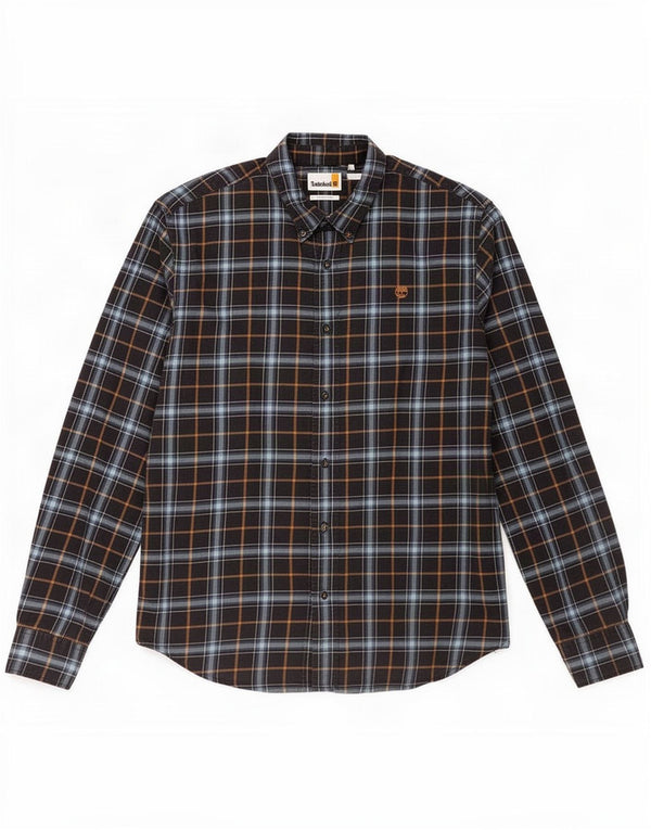 Timberland Camicia da uomo in flanella dalla vestibilità regolare, grande motivo a quadri blu navy