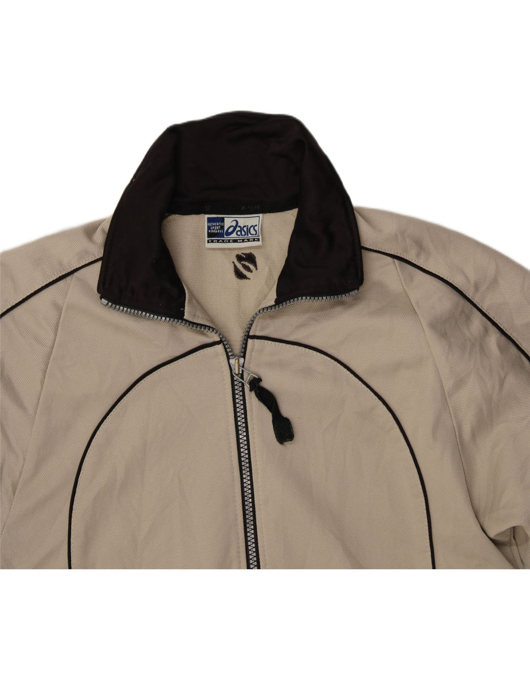 ASICS Mens Tracksuit Top Jacket Small Beige Polyester Vintage Asics and Second-Hand Asics from Messina Hembry 