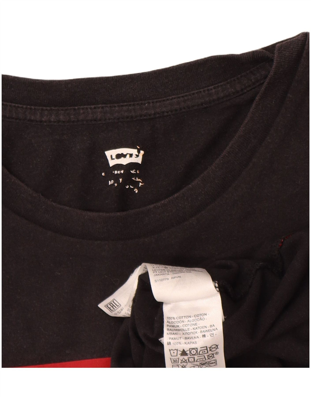 T-shirt grafica da uomo Levi's Top grande in cotone nero