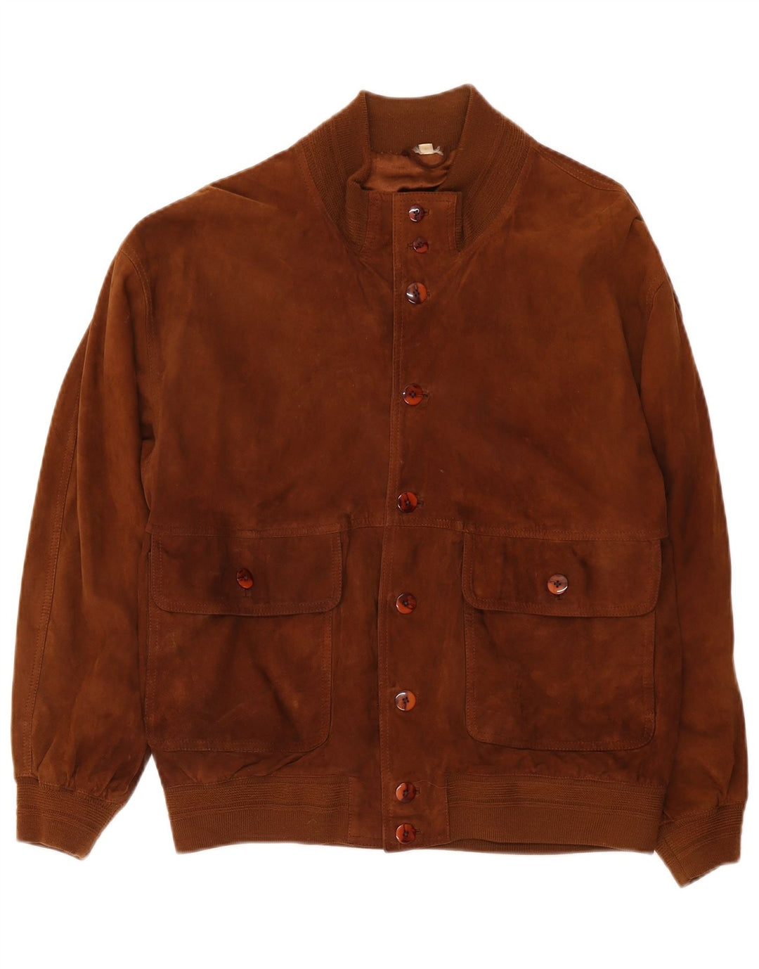 Giubbotto bomber vintage in pelle scamosciata da uomo IT 50 grande in pelle marrone