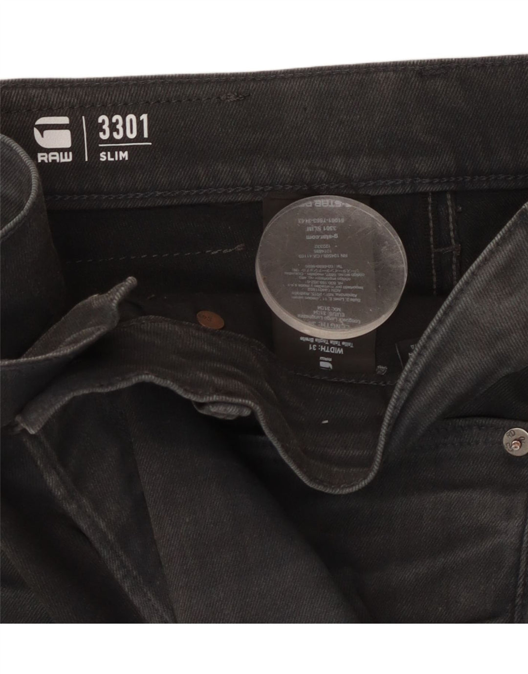 Jeans slim da uomo G-STAR 3301 W31 L34 cotone nero