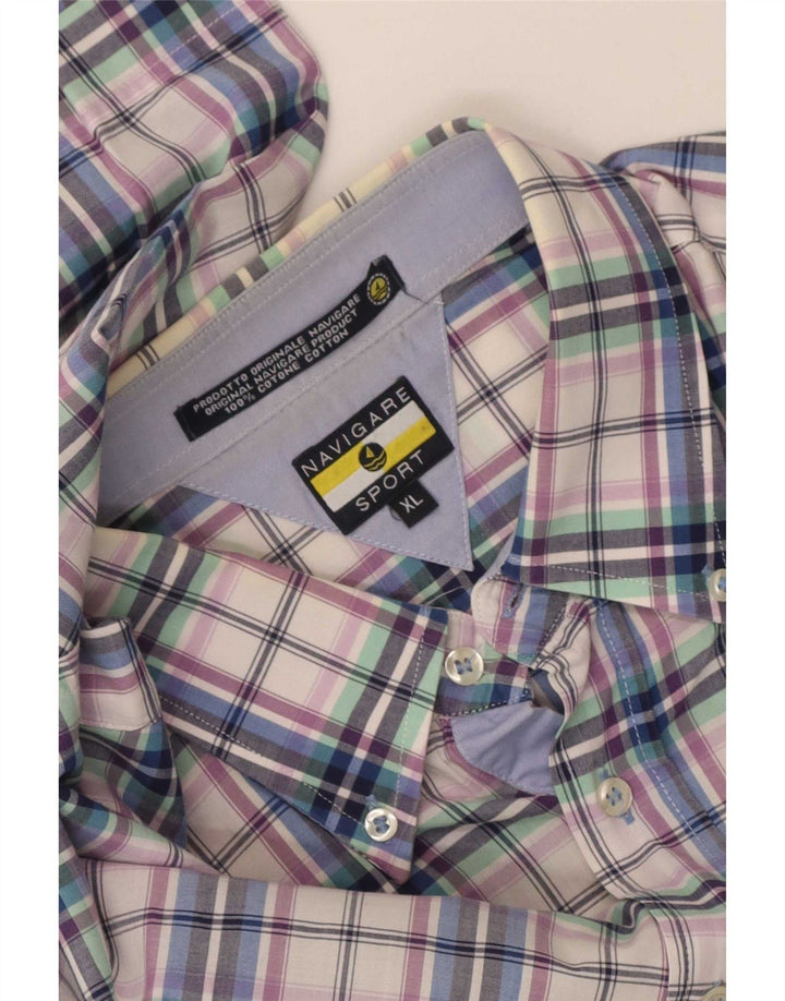 Camicia da uomo a maniche corte Navigare XL in cotone a quadri multicolore