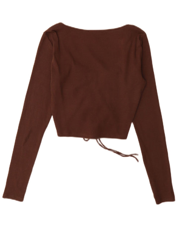 Top corto a maniche lunghe da donna Zara UK 14 grande marrone