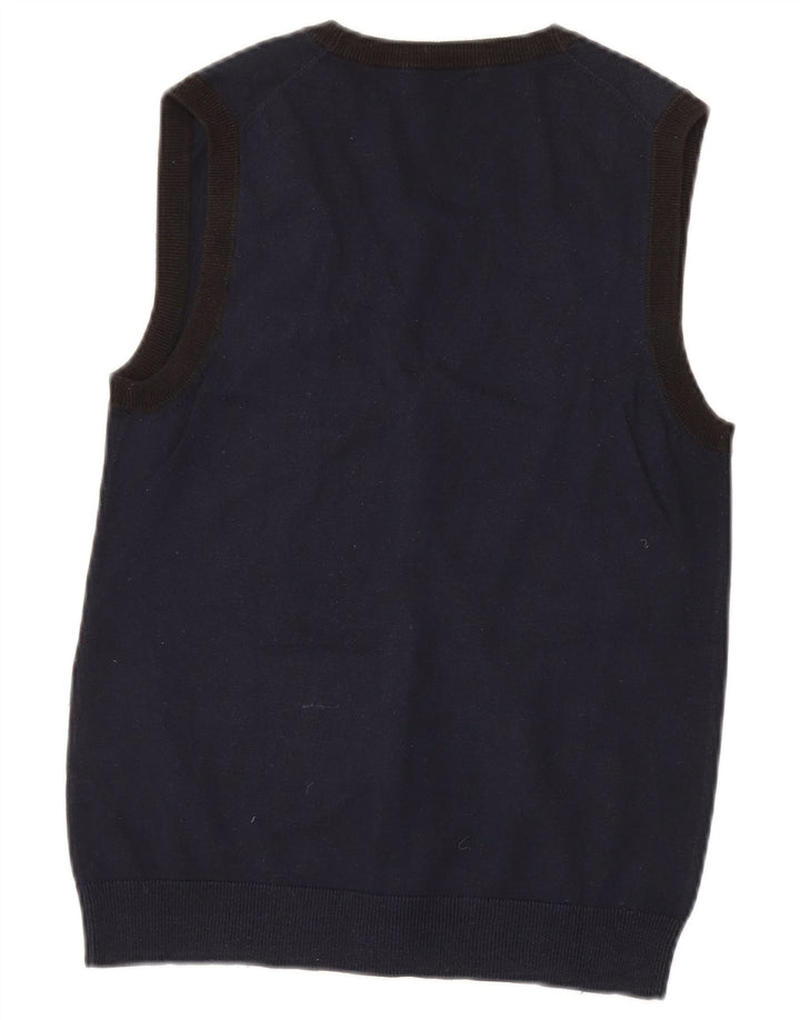 Maglione cardigan senza maniche da uomo Gas cotone medio blu navy