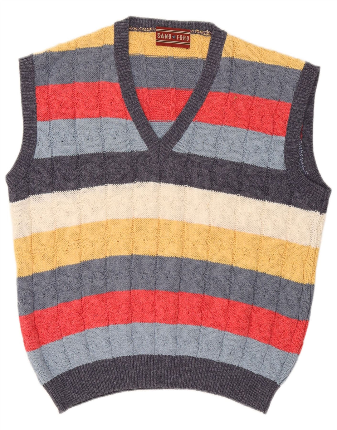 Canottiera vintage da uomo canotta grande in cotone a righe multicolori