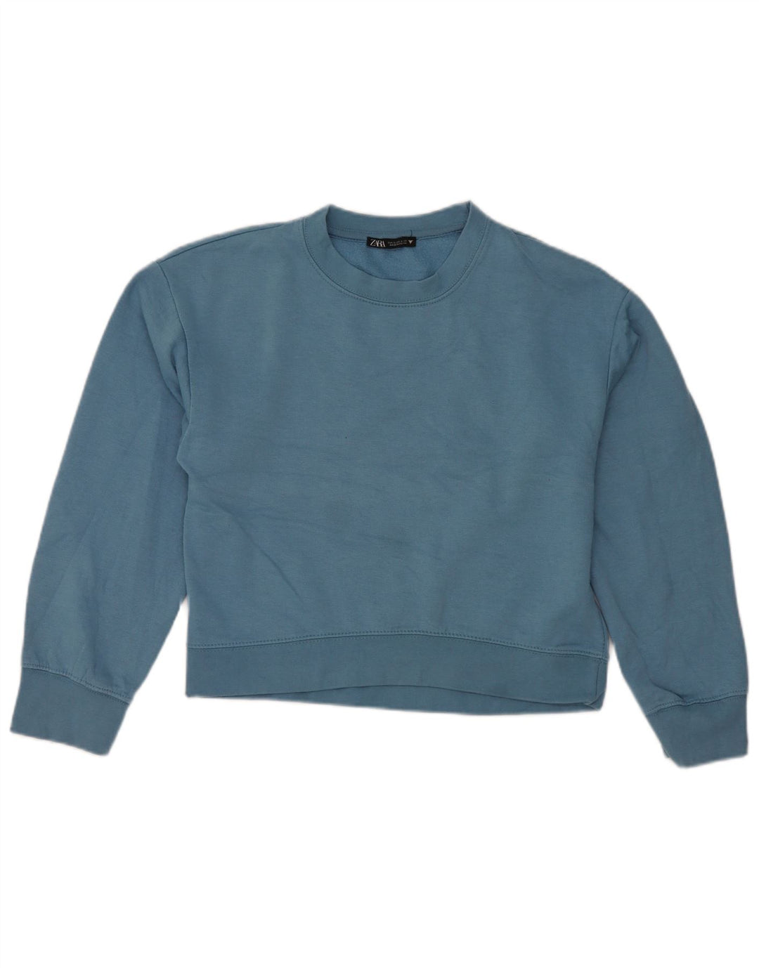 Felpa corta da donna Zara UK 10 piccola blu poliestere